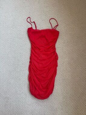 Lucy in the Sky Red Ruched Mini Dress